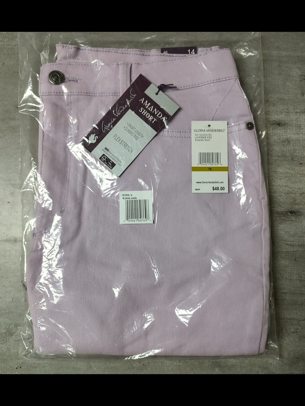 Gloria Vanderbilt Lavender Kiss Denim Shorts